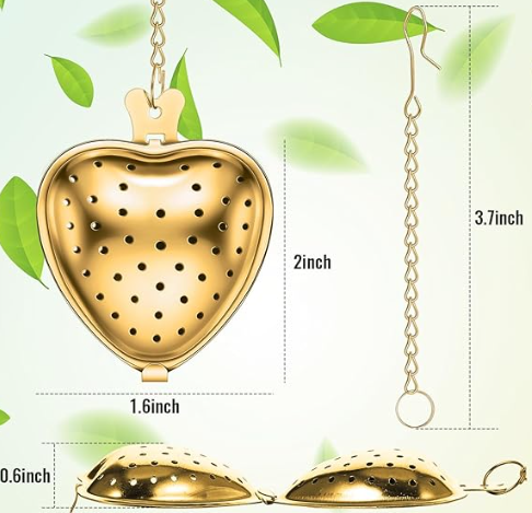Gold Heart Hook & Chain Loose Tea Infuser